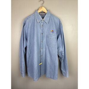 Kansas Jayhawks Size XL Denim Long Sleeve Button Down Shirt Harriton